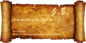 Juranovics Béla névjegykártya